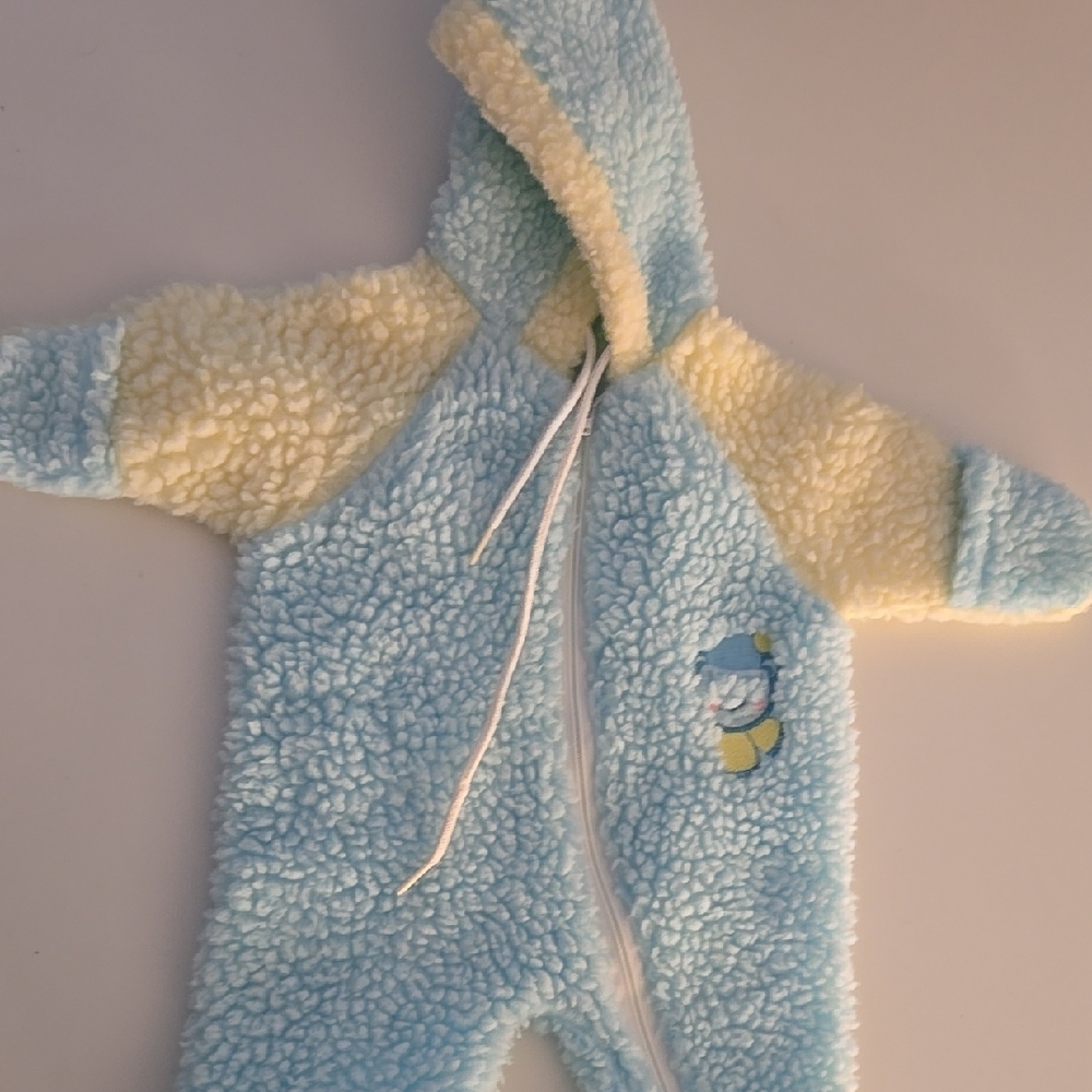 Cozy Vintagr Blue and Cream Kids Footie